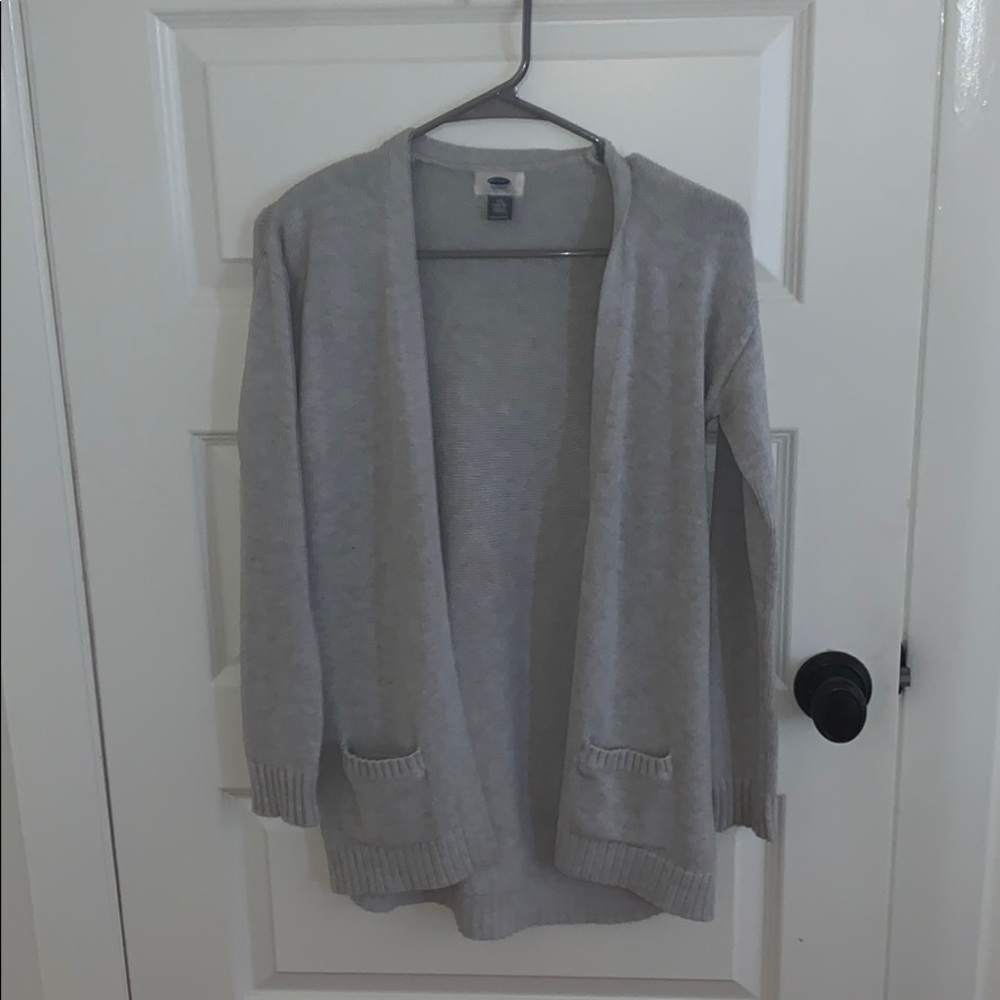 Grey Open Front Cardigan